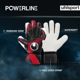 Uhlsport Guanti Powerline Supersoft Nero/Rosso/Bianco